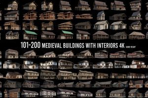 turbosquid – 1 – 200 OLD MEDIEVAL HISTORICAL BUILDINGS PACK 4K GameReady Low-poly 3D model C5583