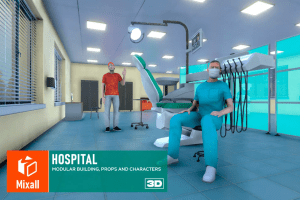 Unity – Hospital – modular building, props and characters U3507