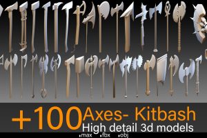 +100 Axes- Kitbash- High detail 3d models C5662