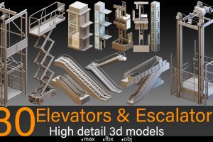 30 Elevators & Escalators- High detail 3d models C5663