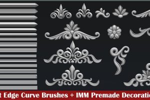 Artstation – 17 Flat edges curve brush + 13 IMM floral decorations   C5738