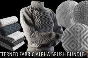 Patterned fabric alpha brush bundle (2k tiff 16 bit)  C5686
