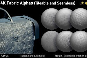 Artstation – 65 4K Fabric Alphas(Tileable) PNG-Zbrush-Substance Painter-Blender-Photoshop C5724