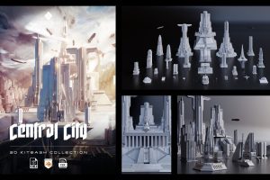 Central City – High Detail Imperial Brutalist Style City Buildings And Environment Assets Blender 3D Kitbash Pack C5789