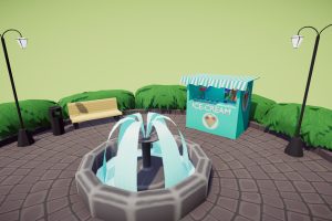 Unity-Lowpoly Town Square U3899
