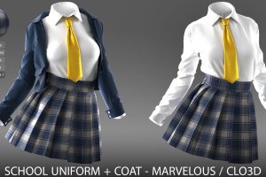 Artstation – School Uniform + Coat – Marvelous / CLO Project file C5808