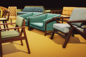 Unreal Engine Retro Mid Century Mod Props VOL.2 – Chairs UE7663