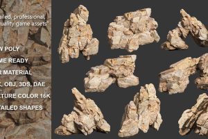 Low Poly Yellow Rock Formation 221219 – Ultra HD 16K Texture C5846