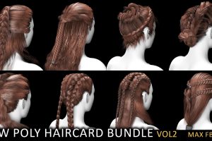 Low Poly game ready haircard bundle vol2 (max fbx obj) C5851
