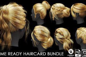 Low Poly haircard bundle (max fbx obj UE5) C5866