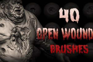Zbrush + Blender – 40 Open Wounds VDM Brush C5886