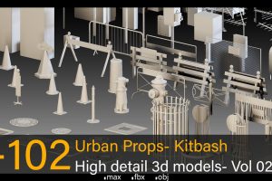 +102 Urban Props- Vol 02- Kitbash- High detail 3d models C5878