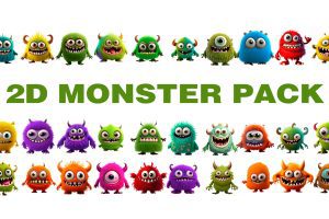 Unreal Engine – 2D Animated Cute and Furry Monster Pack UE8007