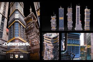 Cyberpunk: High Rise – Building Environment 3D Asset Kitbash Pack Blender C5928