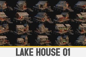LAKE HOUSE 1 with INTERIORS 4K PBR C5996