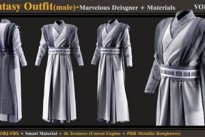 Fantasy Outfit-MALE- MD/Clo3d + Smart Material + 4K Textures + OBJ + FBX (vol 22)