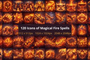 Unreal Engine – 120 Icons of Magical Fire Spells 01 UE10683