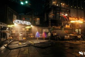 Unreal Engine – Cyberpunk Rooftop Market Environment ULAT UE10458