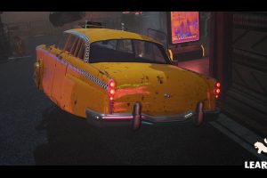 Unreal Engine – Driveable Animated Retro Cyberpunk Hover Taxi Retro Cyberpunk Hover Taxi UE10921